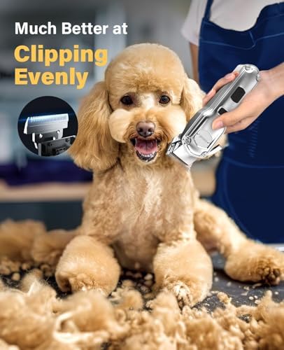 oneisall Dog Clippers Low Noise, 2-Speed Quiet Dog Grooming Kit Rechargeable Cordless Pet Hair Clipper Trimmer Shaver for Small and Large Dogs Cats Animals (Gold) - Image 3