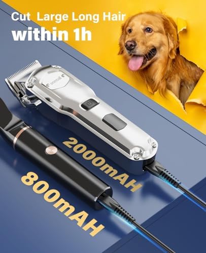 oneisall Dog Clippers Low Noise, 2-Speed Quiet Dog Grooming Kit Rechargeable Cordless Pet Hair Clipper Trimmer Shaver for Small and Large Dogs Cats Animals (Gold) - Image 6